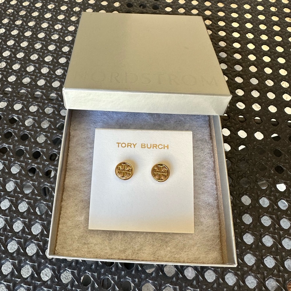 Tory Burch Gold Logo Stud Earrings